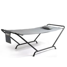 Freestanding Hammock with Stand, 550LBS Heavy Duty Outdoor Hammock Bed with Soft Pillow & Storage Bag, Grey