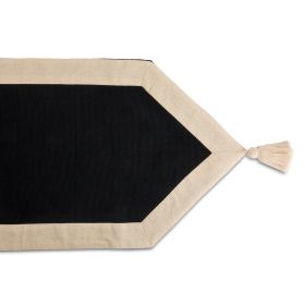 Handmade Table Runner, Black with Gold Border, 14 x 72"