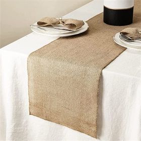1PC 14inch*72inch This natural jute table runner is eco-friendly and simple, creating a warm and natural dining experience