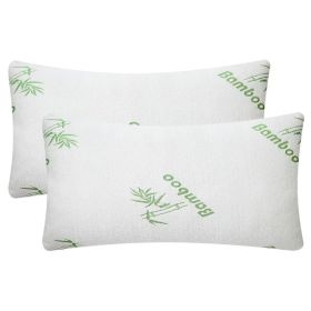 2Pcs Bamboo Memory Foam Pillow Hypoallergenic Bed Pillow For Head Neck Rest Sleeping Shredded Pillow Washable Cover Queen Size Pillow (Option: 2Pcs-KingSize)