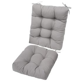 2Pcs Waterproof Rocking Chair Cushion Upper And Lower Back And Seat Sets With Non-Slip Ties Oxford Cloth Surface Polyester Filling Comfortable Fo (Option: Grey)