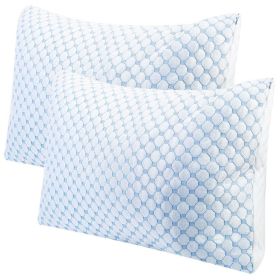 2Pcs Or 1Pc Cooling Memory Foam Pillow Ventilated Soft Bed Pillow With Cooling Gel Infused Memory Foam Machine Washable (Option: Queen-2Pcs)
