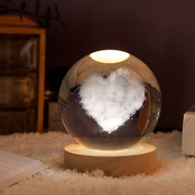 1pc Creative Crystal Ball Decoration, Desktop Night Light, Bedroom Night Light Valentine's Day Gifts Birthday Gifts (Items: 8cm Love Cloud)