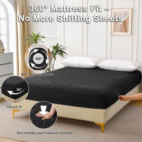 Diamond Grid Ultrasonic Waterproof Mattress Protector, QUEEN (Color: Black)