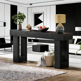 Wooden Sofa Table, 63-Inch Console Table For Entryway (Main Color: Black, Main Material: Wood)