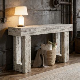 Wooden Sofa Table, 63-Inch Console Table For Entryway (Main Color: Gray, Main Material: Wood)