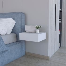 Vienna Floating Nightstand, Sleek Wall-Mounted Design with Spacious Drawer Storage, Dark Brown (Color: White)