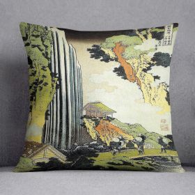 Waterfall by Hokusai Cushion (Insert: Without Insert, size: 16" X 16")