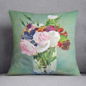 Still Life with Flowers 2 by Manet Cushion (Insert: With Insert, size: 14" X 14")