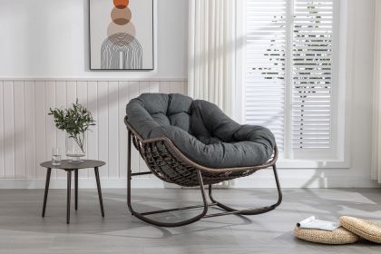 Outdoor Rattan Rocking Chair,Padded Cushion Rocker Recliner Chair Outdoor for Front Porch, Living Room, Patio, Garden, Grey (Color: as Pic)